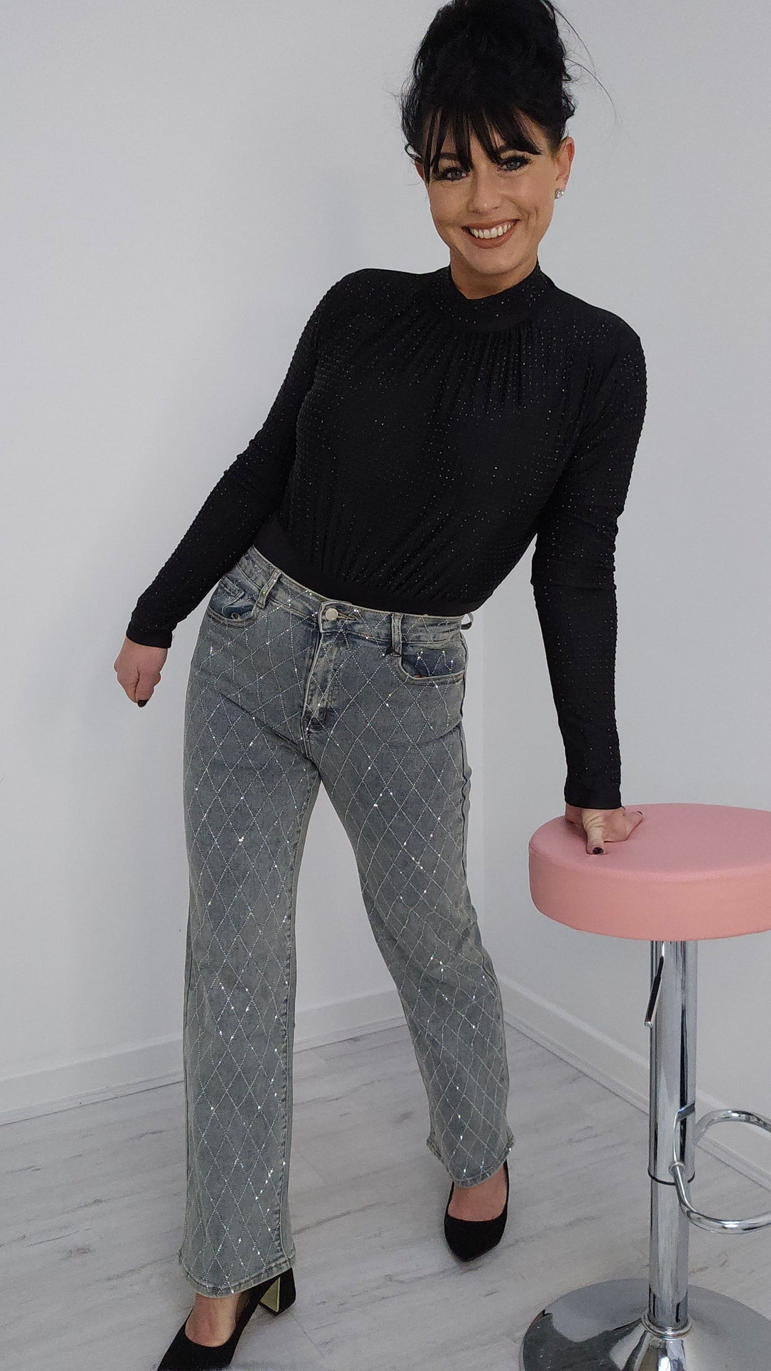 Kelly Diamante/Crystal Jeans - Stonewashed (choose your Size)