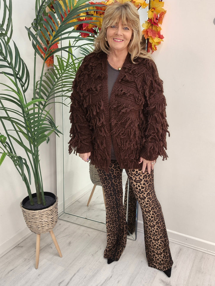 Shaggy Cardigan (Oversized) Long Length - Chocolate