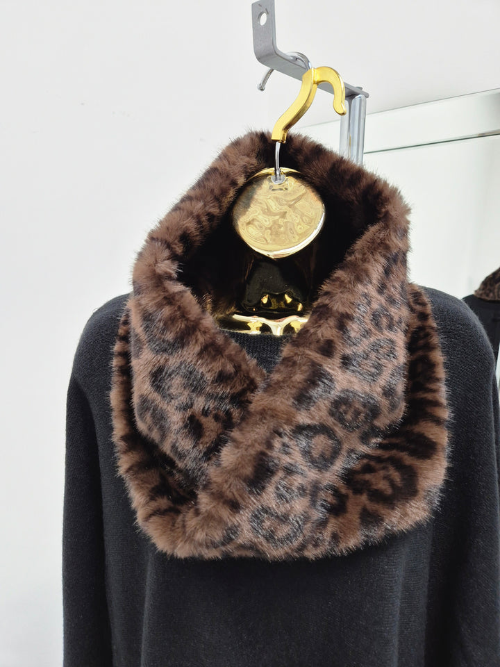Oslo Faux Fur Infinity Snood - Chocolate Leopard
