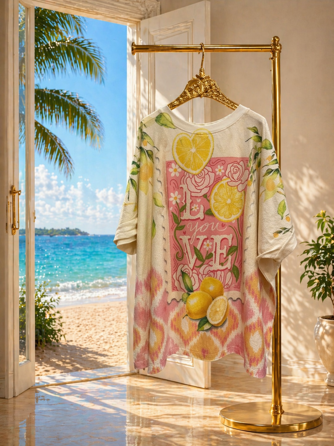 Carla Shimmer Oversized Top - LOVE with Gold Foil (One Size/Curvy fitting from Size 14/16 up to Size 20/22)