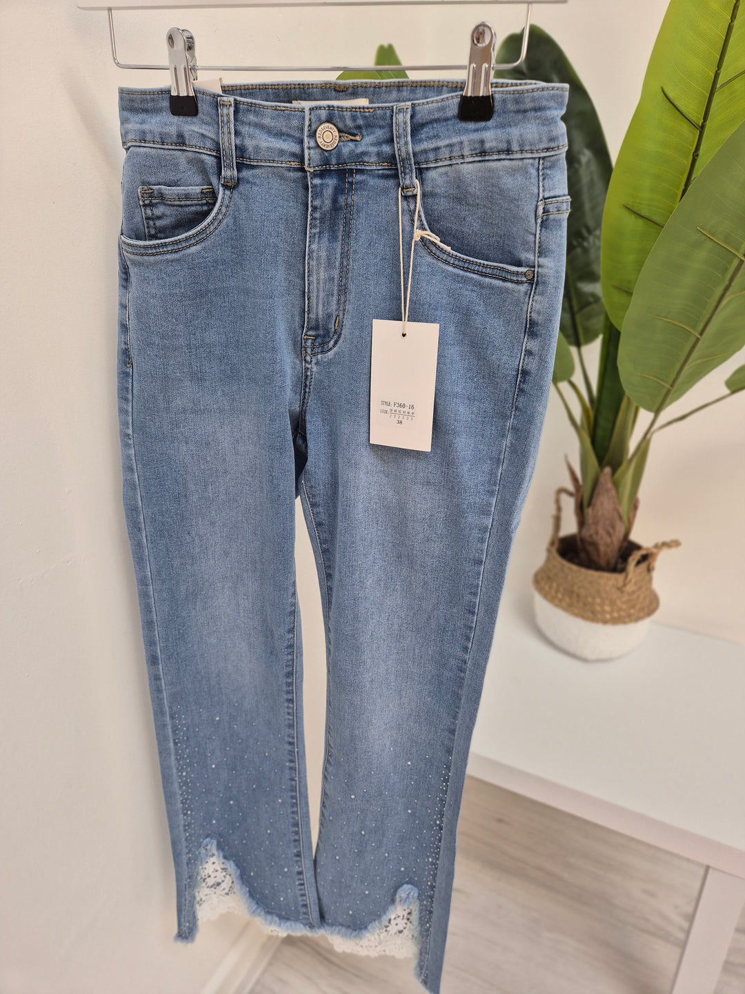 Crystal & Crochet Lace Flare Jeans - (choose your Size)
