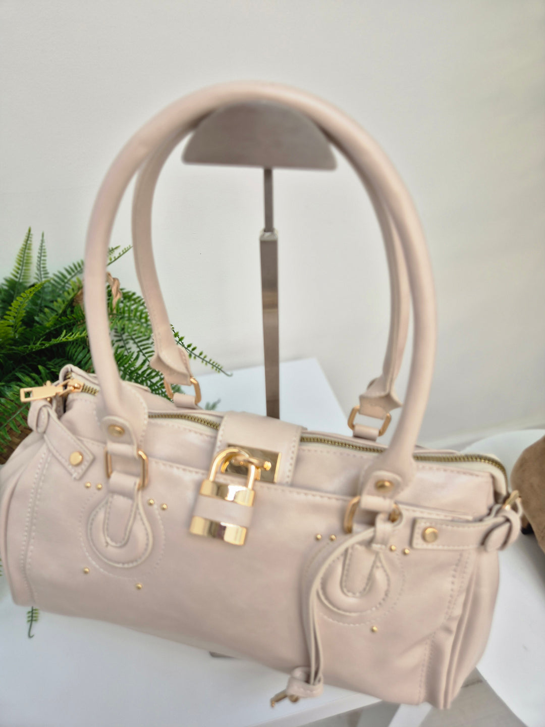 Mia Faux Leather Bag - Beige