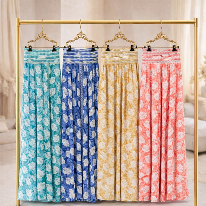 Boho Silk Palazzo Wide Leg Pants - (One Size, fits from Size 10 to Size 16/18) - (choose your Colour)