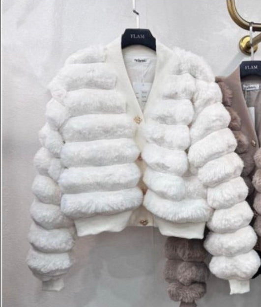 Oslo Faux Fur Cardigan (choose your Size) - Winter White