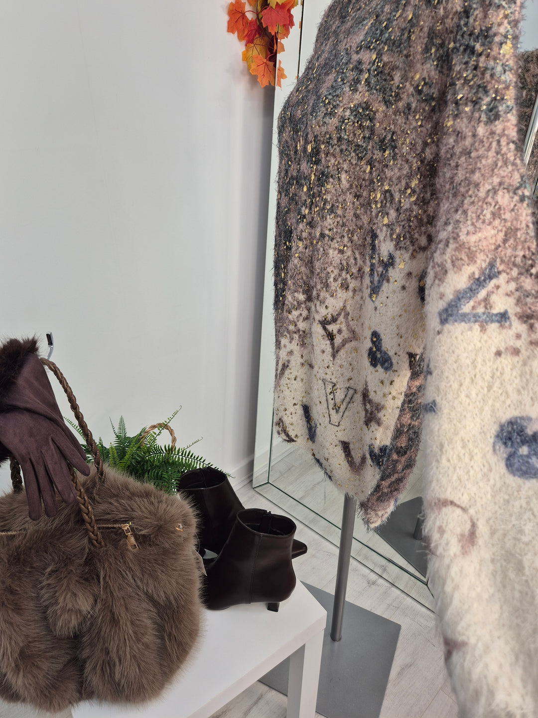 Louisa Gold Foil Jumper - Chocolate (One Size, fits Size 10 up to Size 16/18)