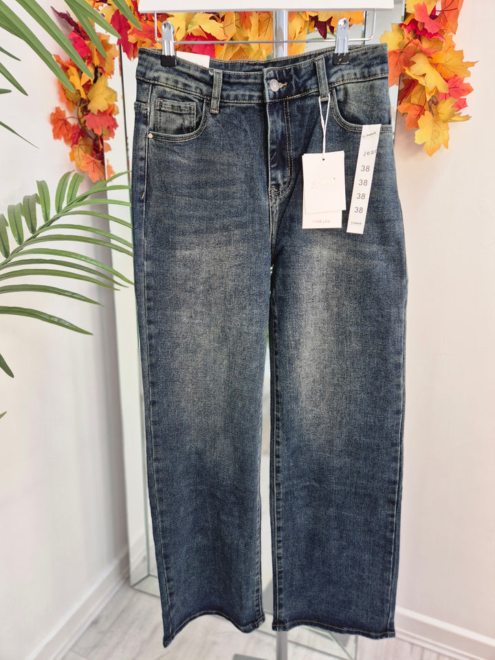 Georgie Wide Leg Jeans - Stonewashed (G Smack) - (choose your Size)
