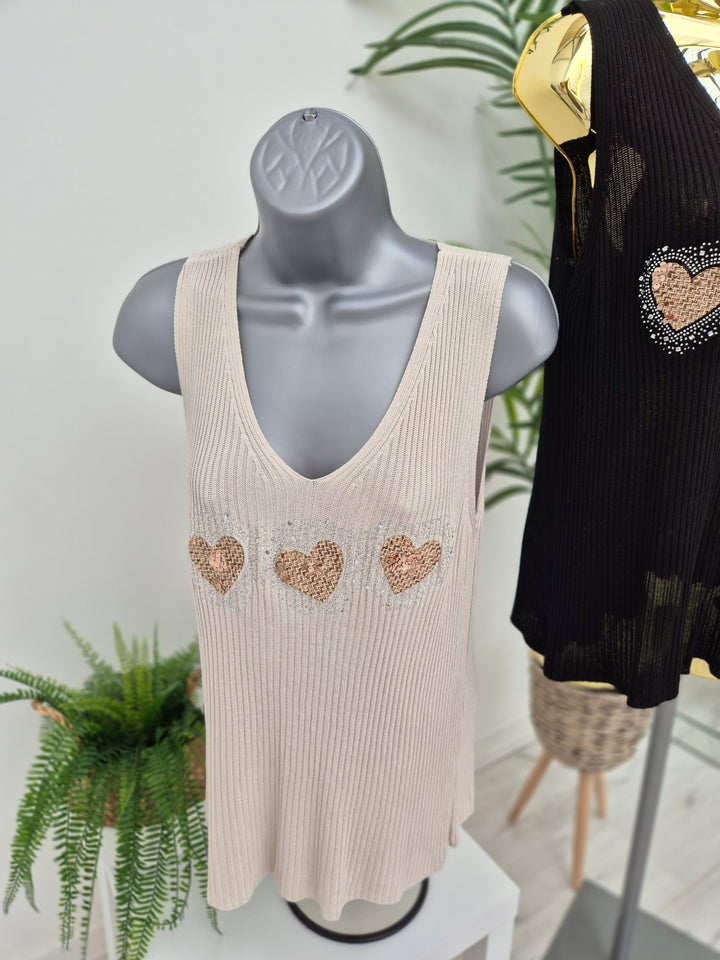 Hannah Heart Vest Top - (choose your Colour)