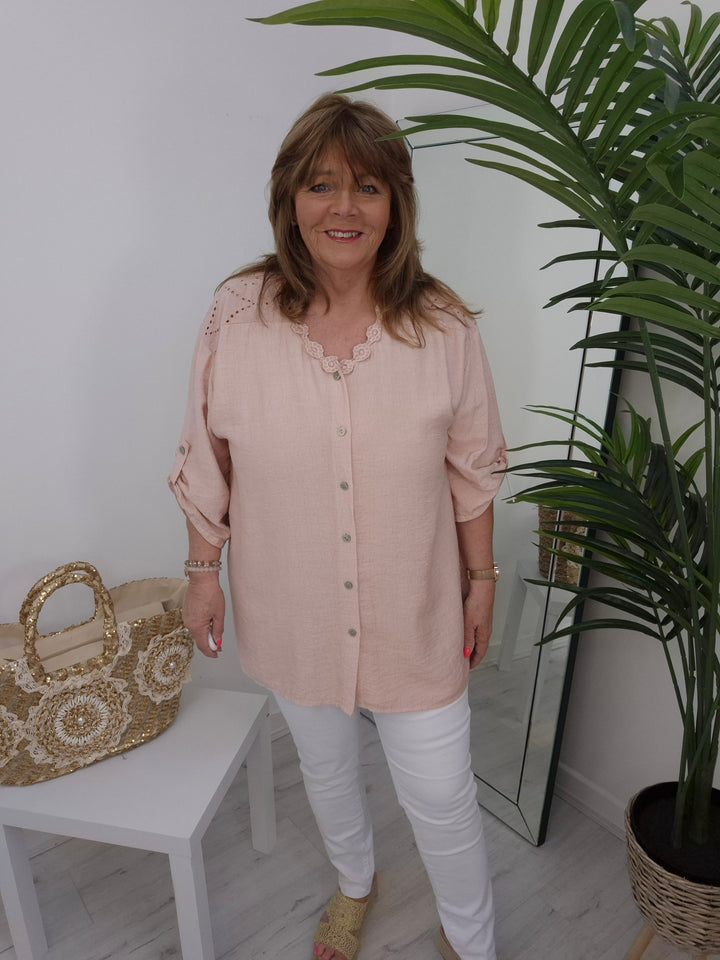 Belinda Broderie Anglaise Top - (choose your Colour) (Curvy)