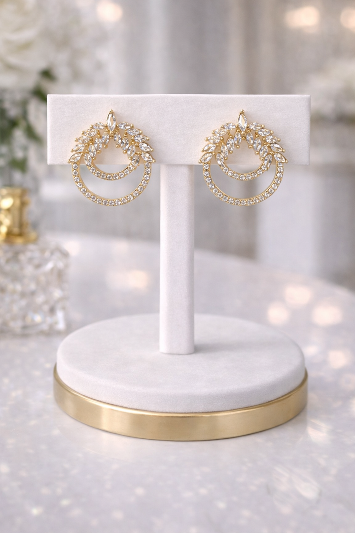 Rococo Infinity Crystal Earrings - Gold Tone (Pierced)