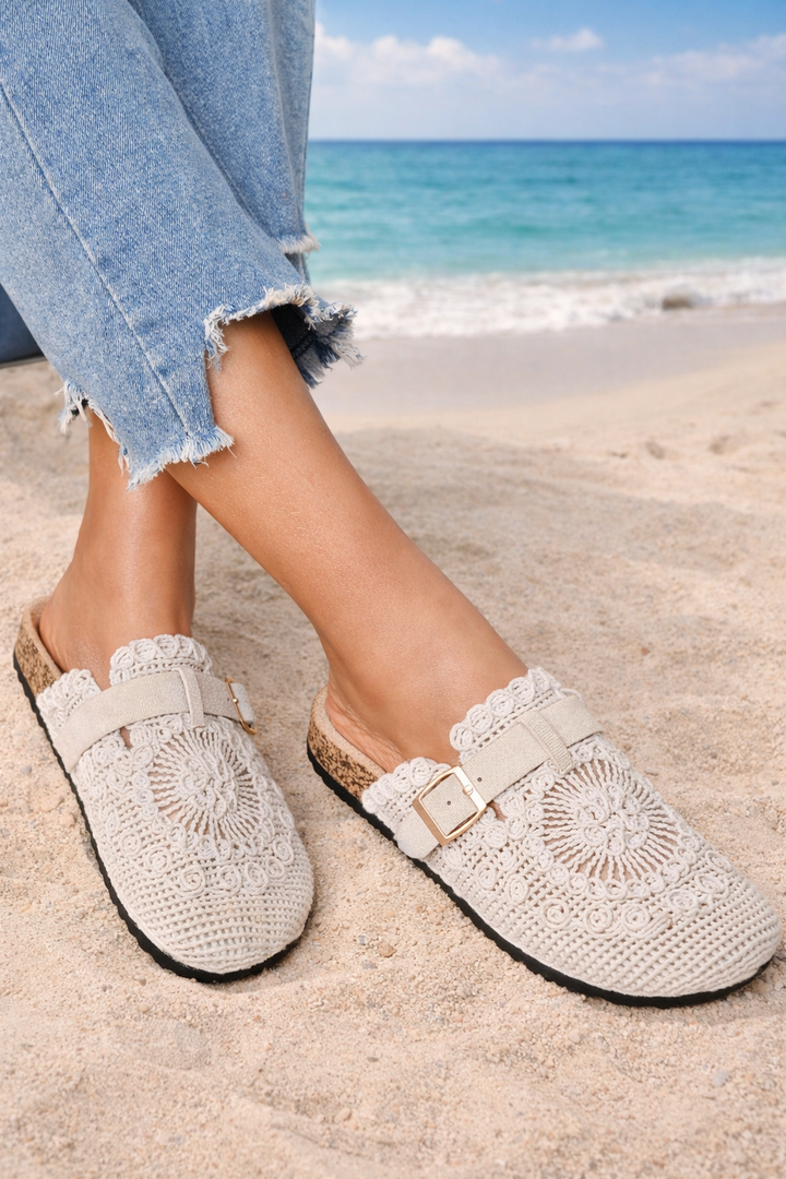 Crochet Lace Mule - Cream (choose your Size)