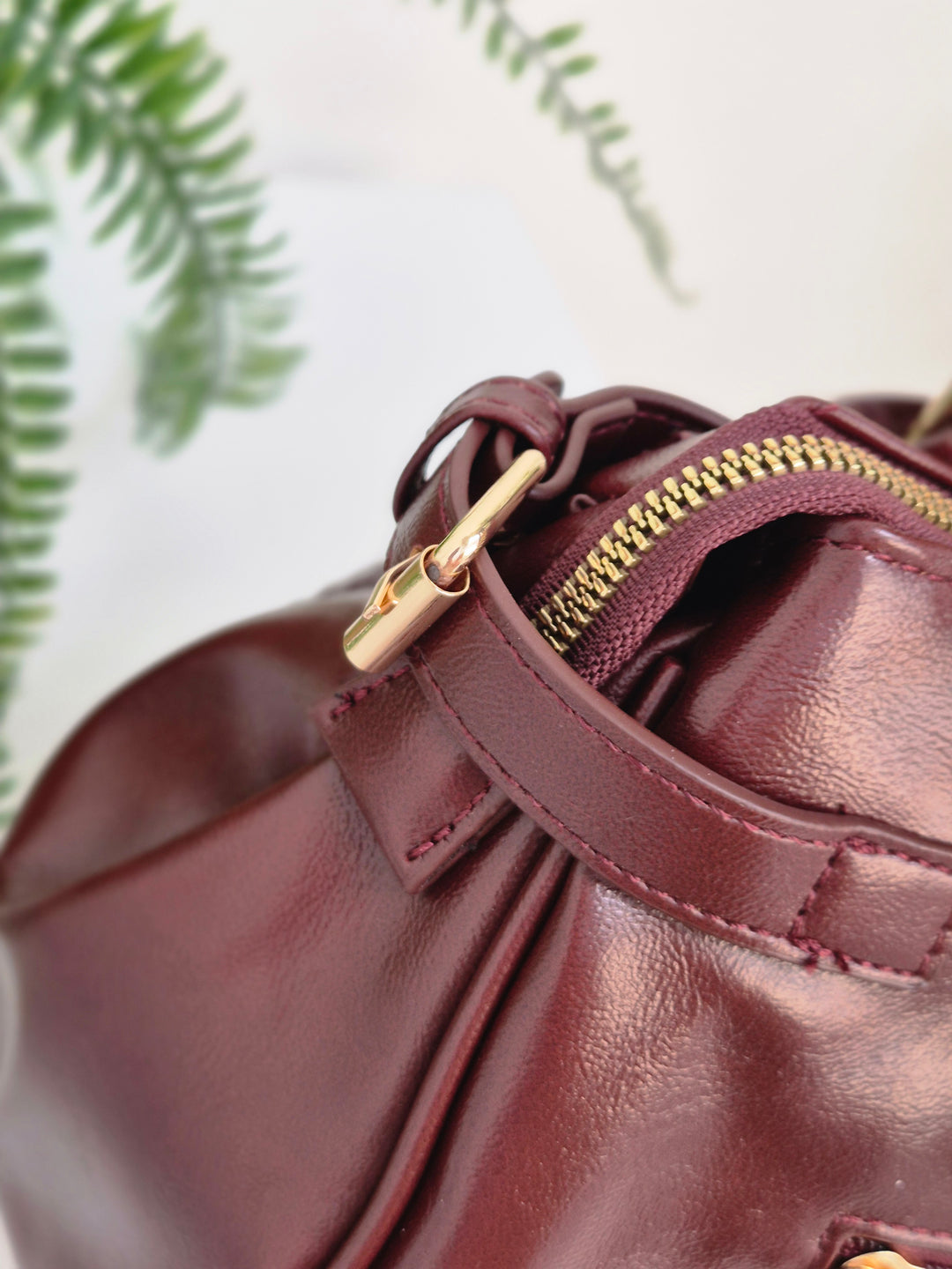 Mia Faux Leather Bag - Wine