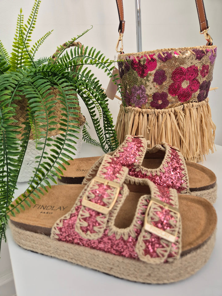 Marbella Sliders (Slip On) with Adjustable Buckles - Pink