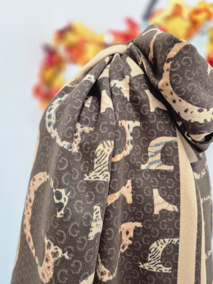 Gina Oversized Fringed Scarf - Chocolate