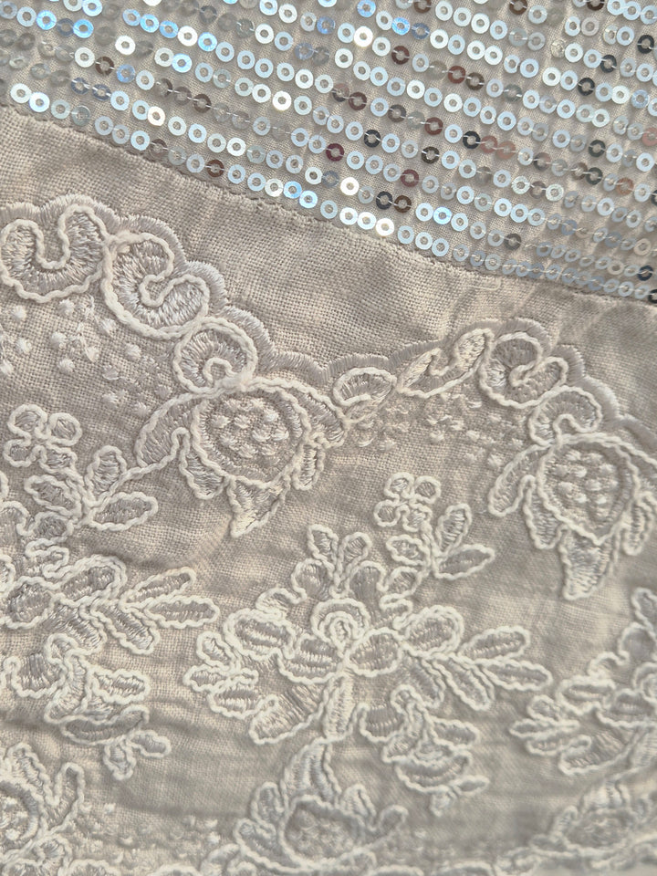 Amalfi Linen Sequin Co-ord Set (2 Piece) - (One Size, fits from Size 12 to Size 16/Small 18) - Beige