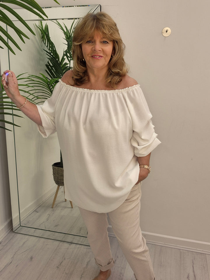 Ria Ruched Sleeve Top - (choose your Colour) - (fits from Size 14 up to Size 20)