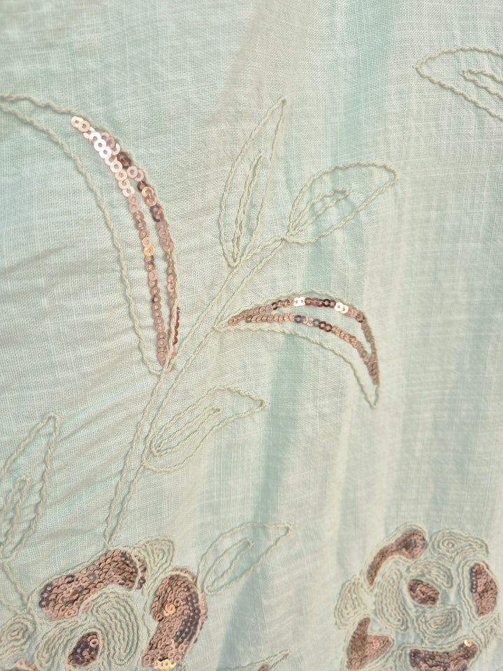 Amalfi Oversized Top with Rose Gold Sequins (One Size/Curvy fitting from Size 14 up to Size 18) - Mint