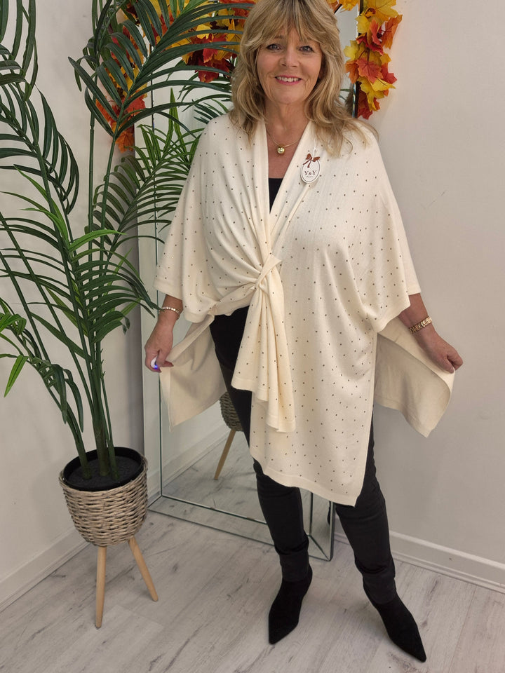 Crystal Super Soft Poncho/Wrap - Cream (One Size/Curvy Size)