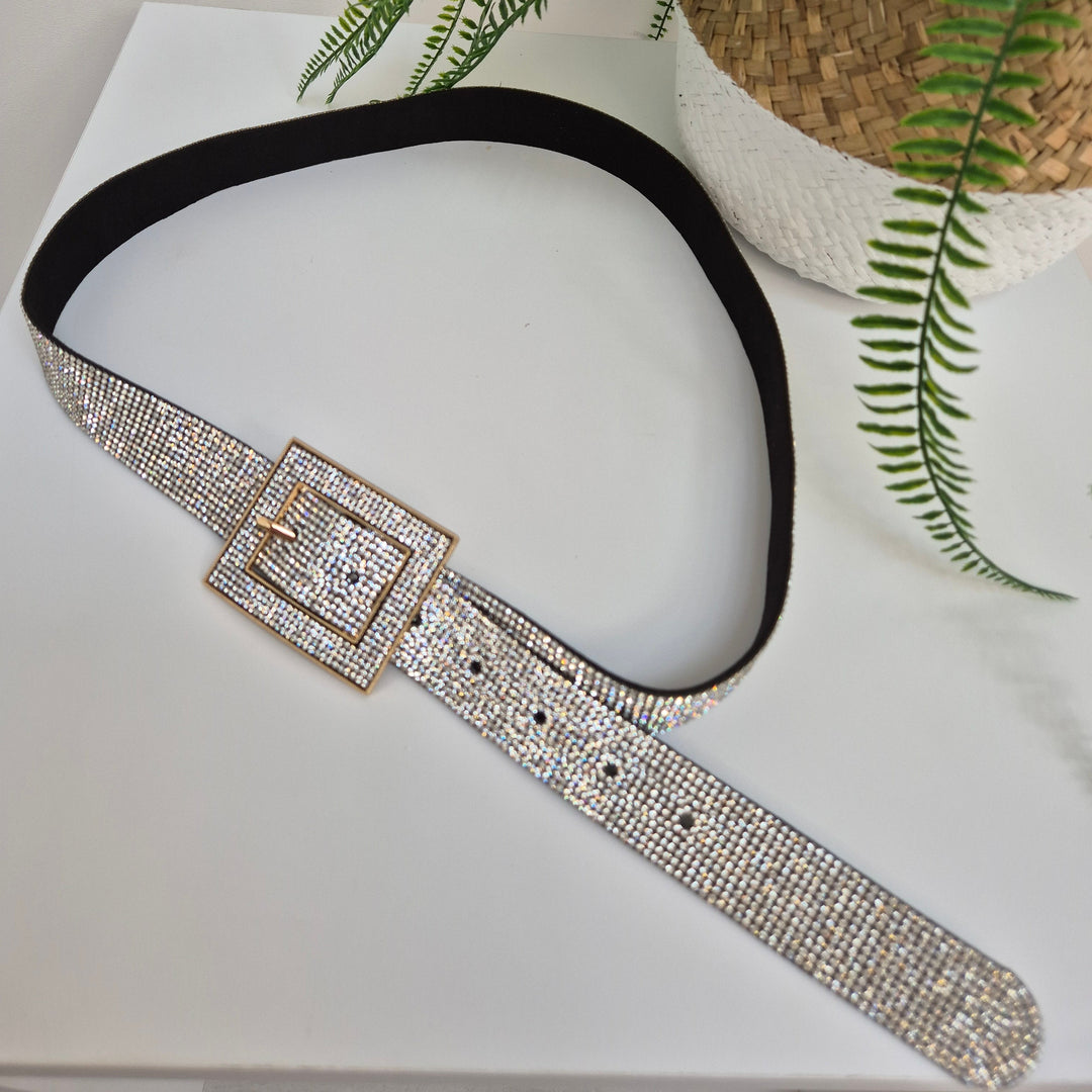 Sparkly Crystal Belt with Large Buckle