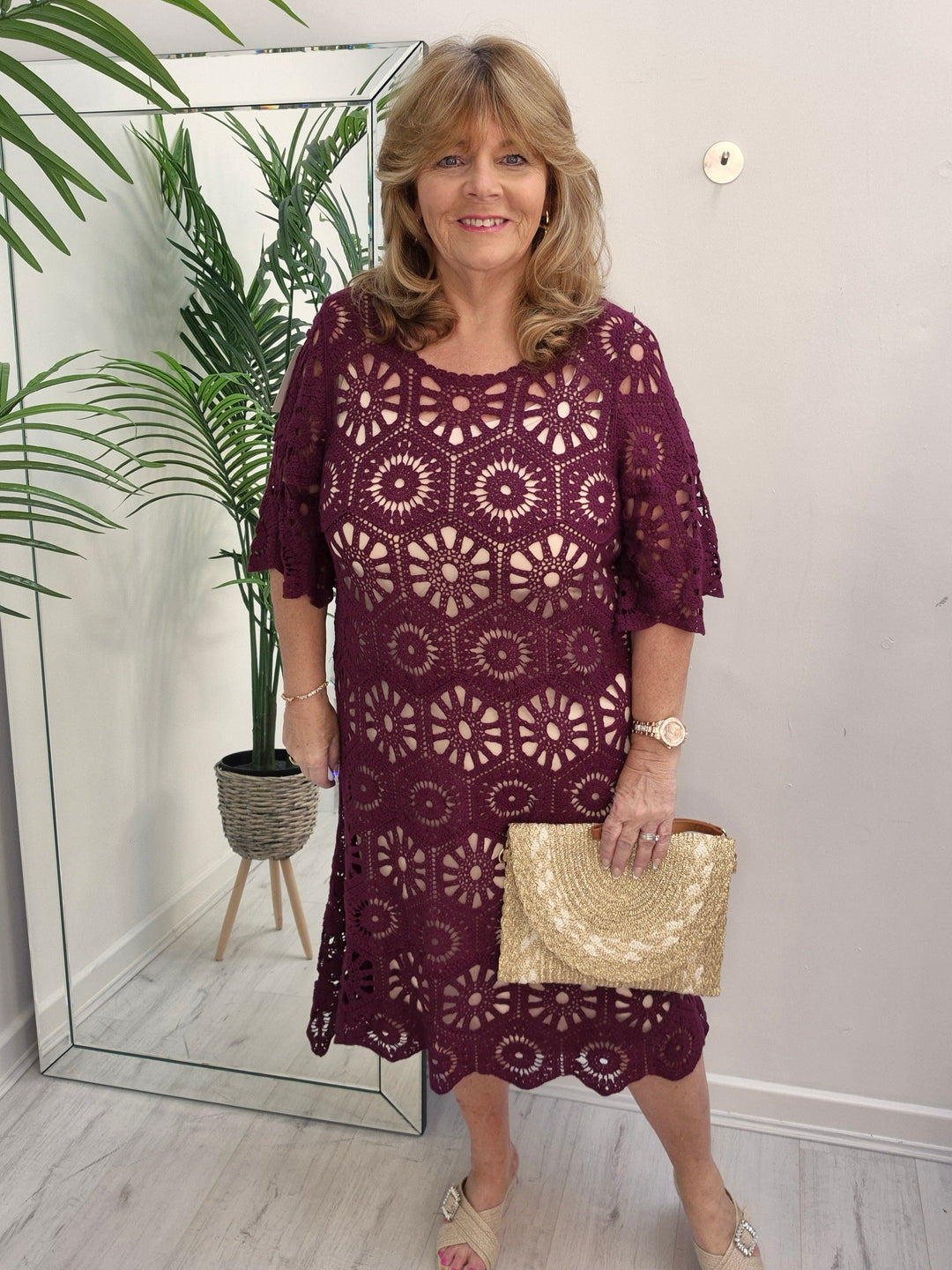 Amy Crochet Midi Dress - (choose your Colour) - (Loose Fit)