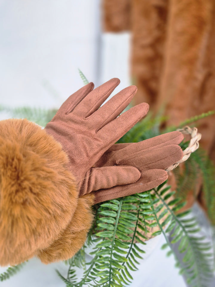 Oslo Gloves with Faux Fur - Tan