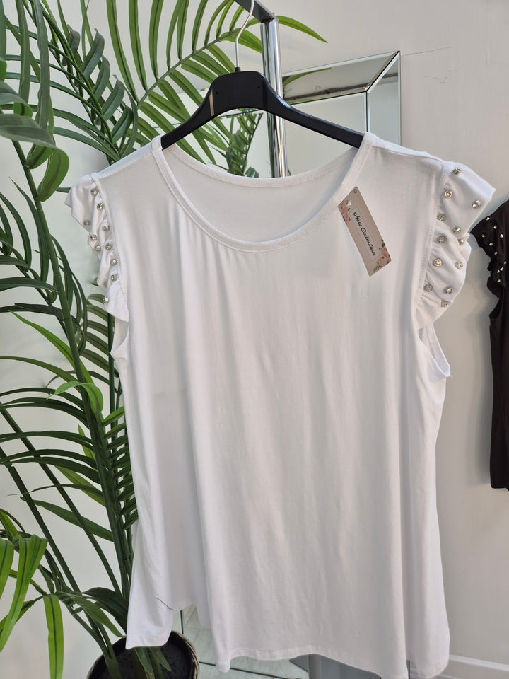 Crystal Sleeve Tee Shirt (choose your Colour) (One Size/Oversized, fits up to Size 18)