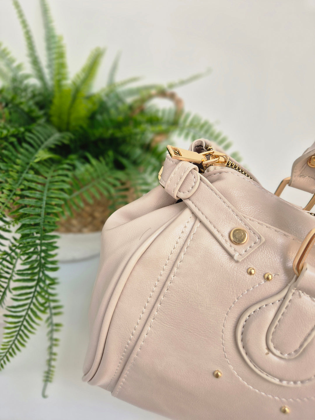 Mia Faux Leather Bag - Beige