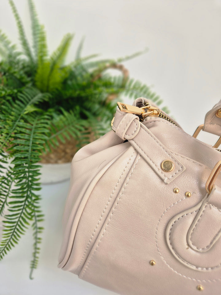 Mia Faux Leather Bag - Beige