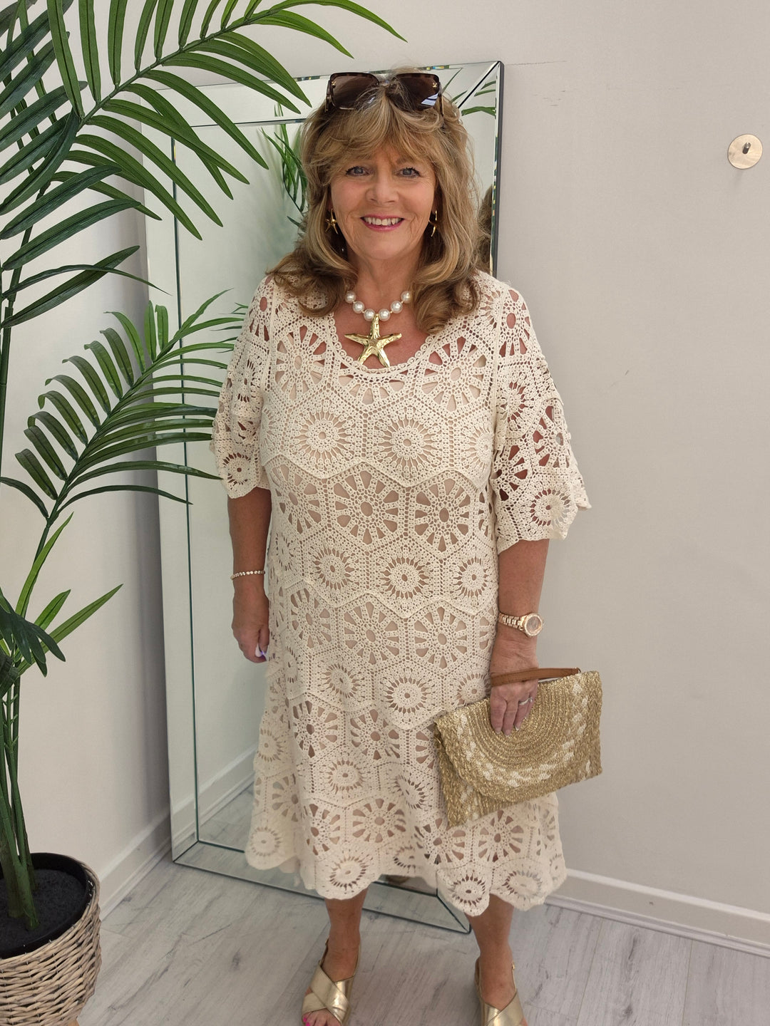 Amy Crochet Midi Dress - (choose your Colour) - (Loose Fit)