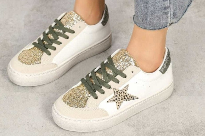 Leopard Trainers - Khaki