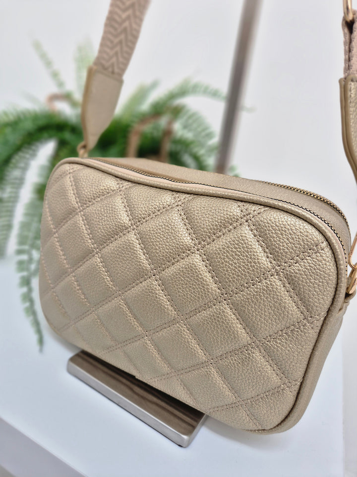 Diamond Quilted Bag - Metallic Gold (Gold Tone)