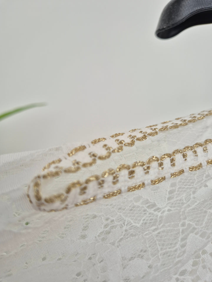 Maldives Strappy Dress with Cold Shoulder - White/Gold (One Size, fits from a Size 10 up to Size 16)