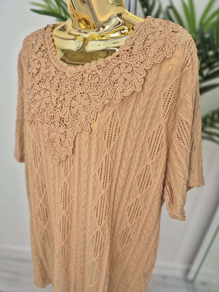 Florence Lace Top - Sand (Oversized)