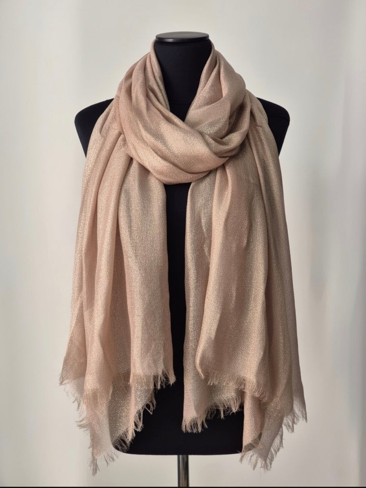 Oversized Metallic Scarf - Pink/Rose Gold