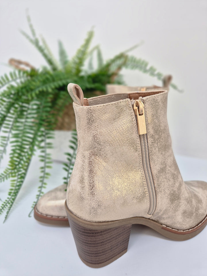 Denver Ankle Boots - (choose your Size) - Champagne Gold Shimmer