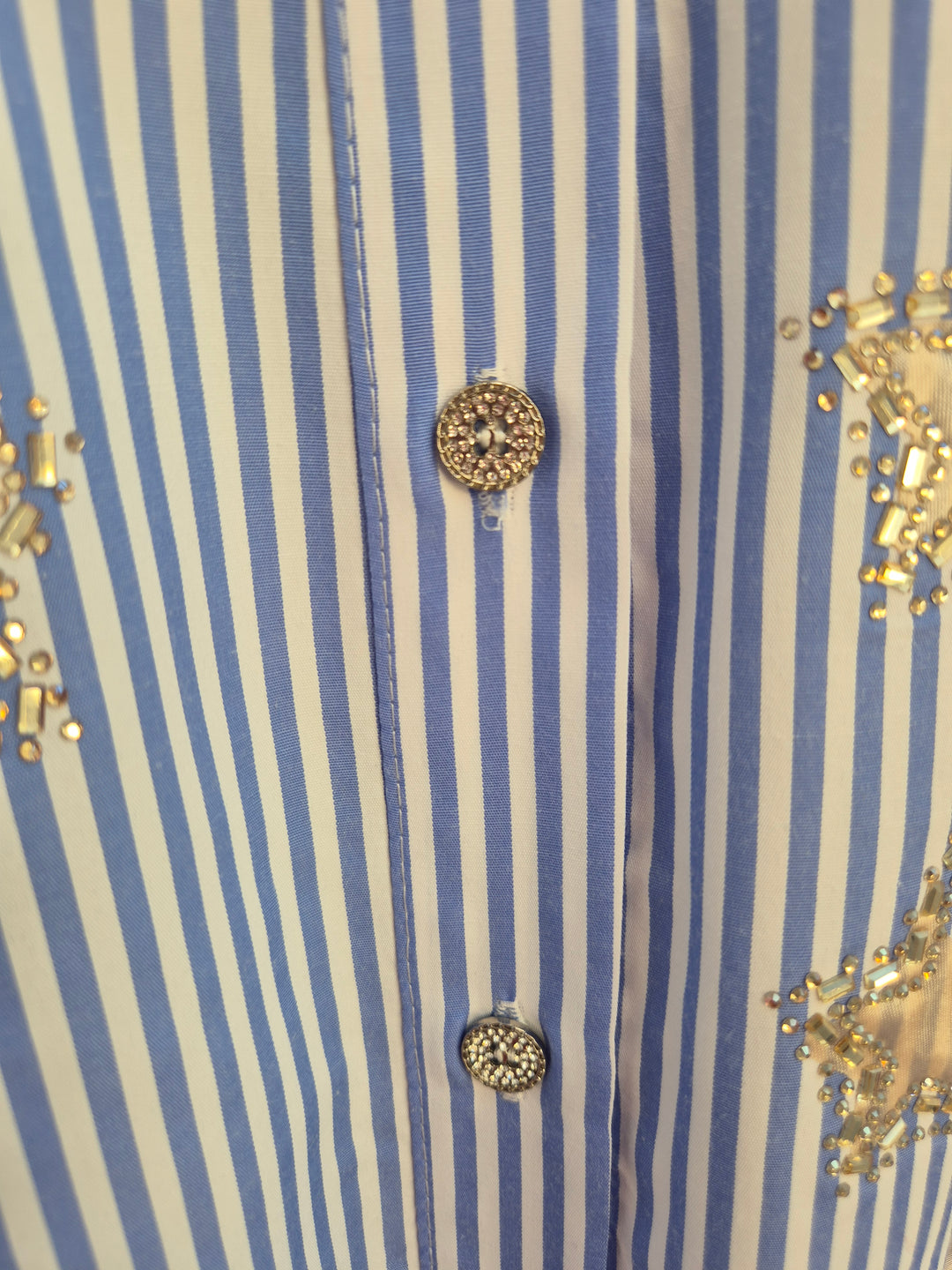 Stars Pin Stripe Oversized Shirt - (One Size/Curvy - fitting from Size 14 up to Size 20) Blue