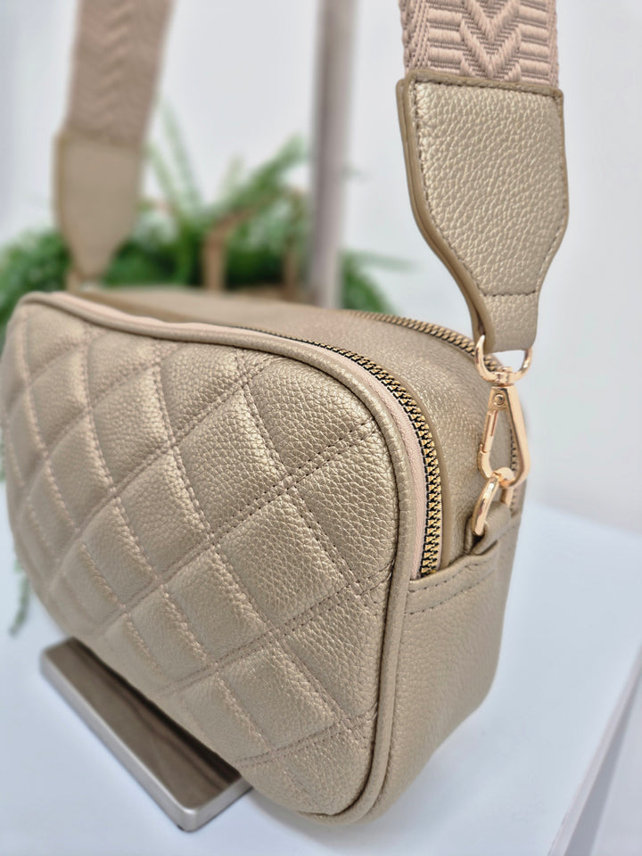 Diamond Quilted Bag - Metallic Gold (Gold Tone)