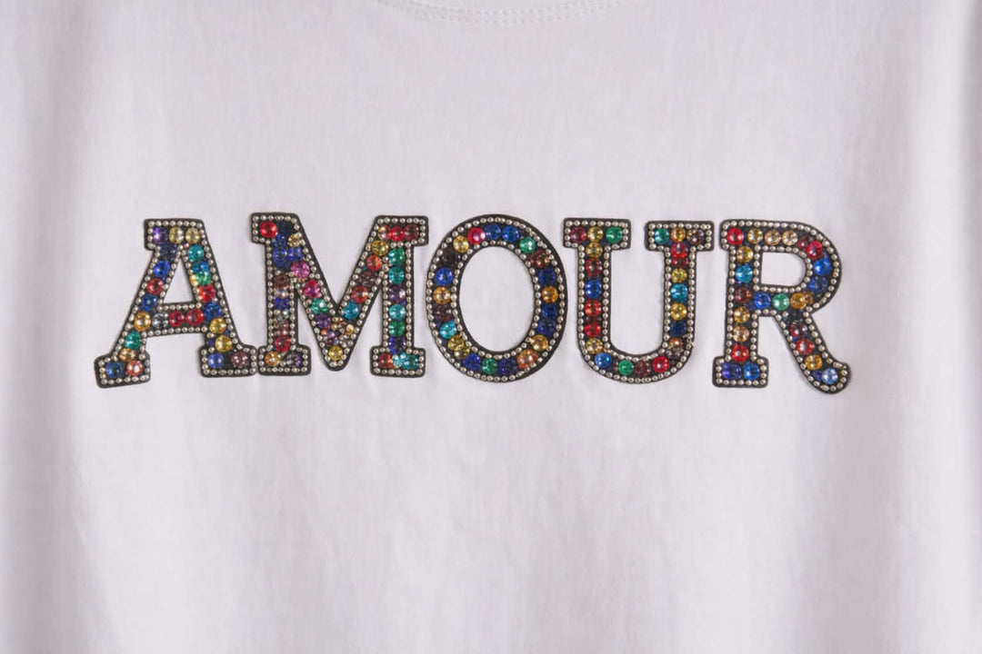 Amour Tee Shirt - White (S/M fitting from Size 8 up to Size 12)