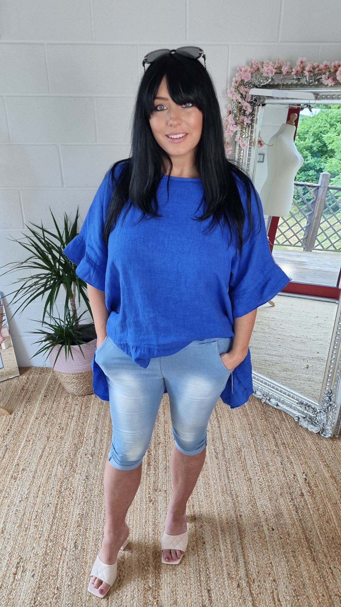 Ladies denim pedal sales pushers