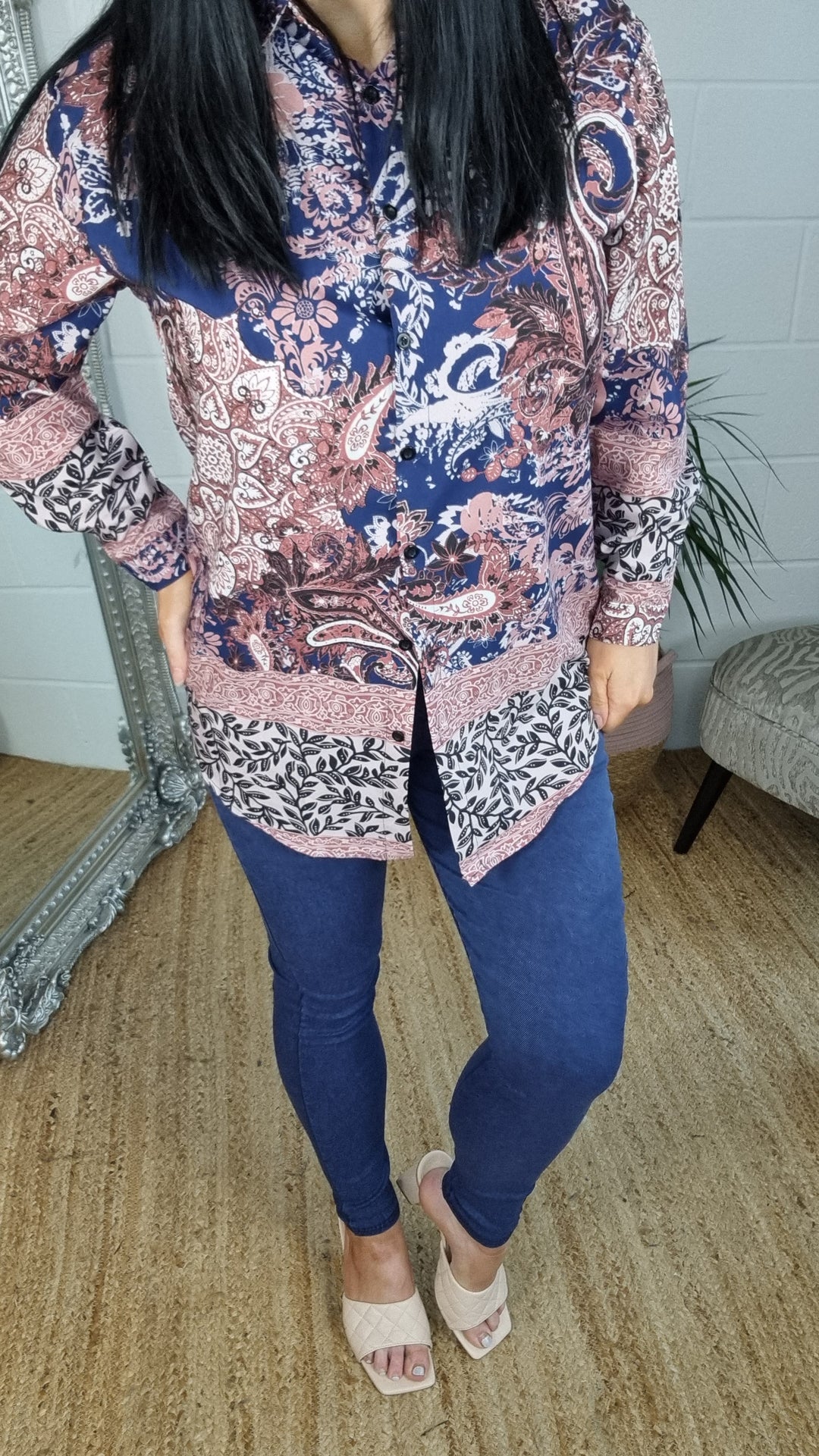 High Waisted Denim Jeggings - Blue