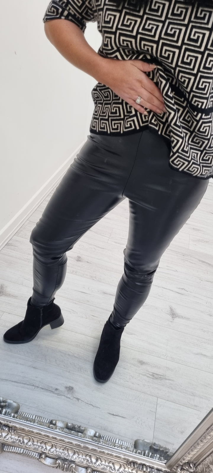 Arizona Leather Look Leggings - Wet Look - Black