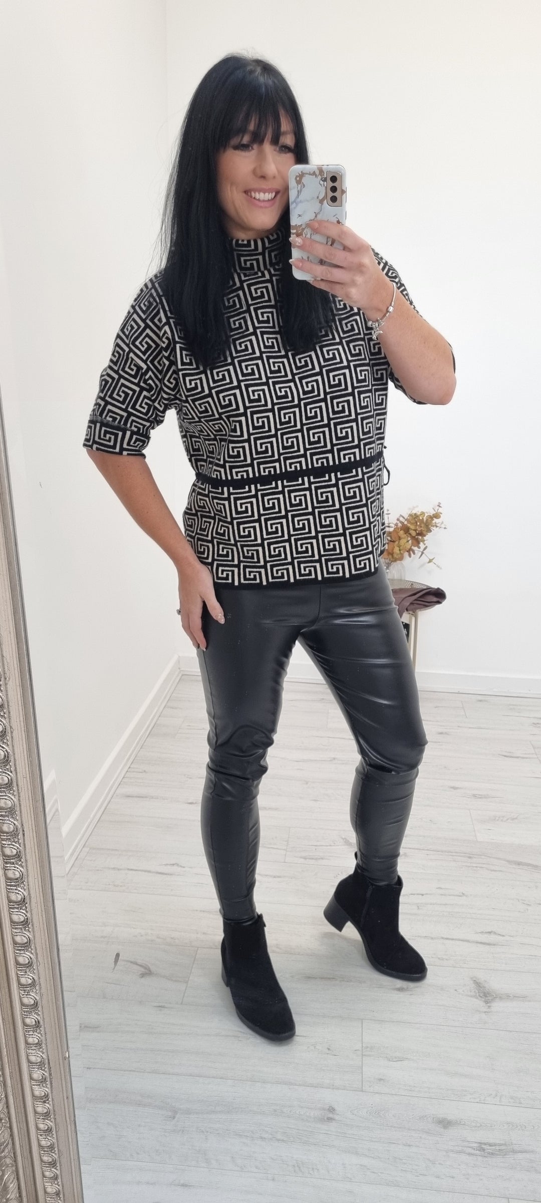 Arizona Leather Look Leggings - Wet Look - Black