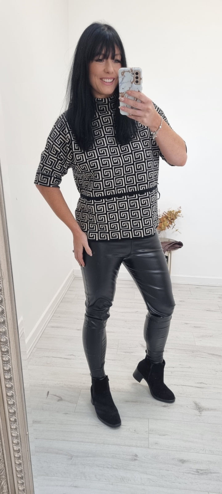 Arizona Leather Look Leggings - Wet Look - Black