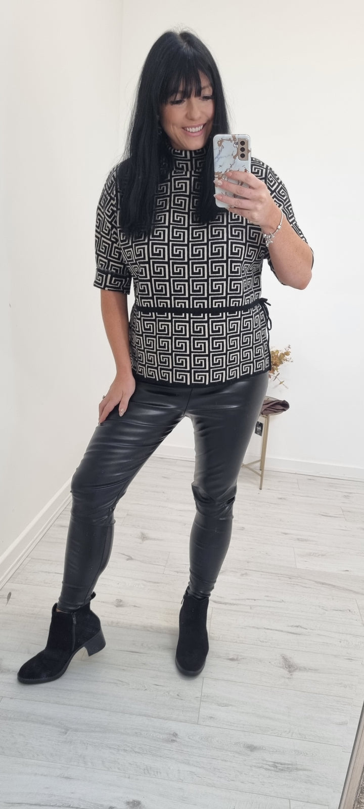 Arizona Leather Look Leggings - Wet Look - Black