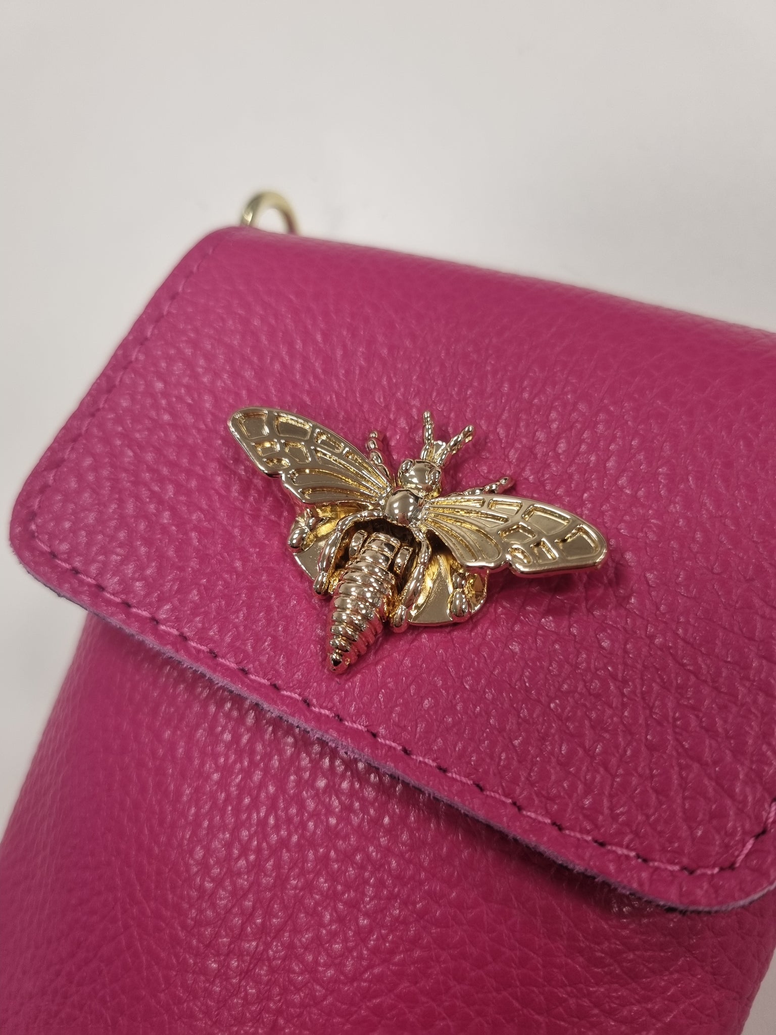 Leather Bee Phone Bag - Pink