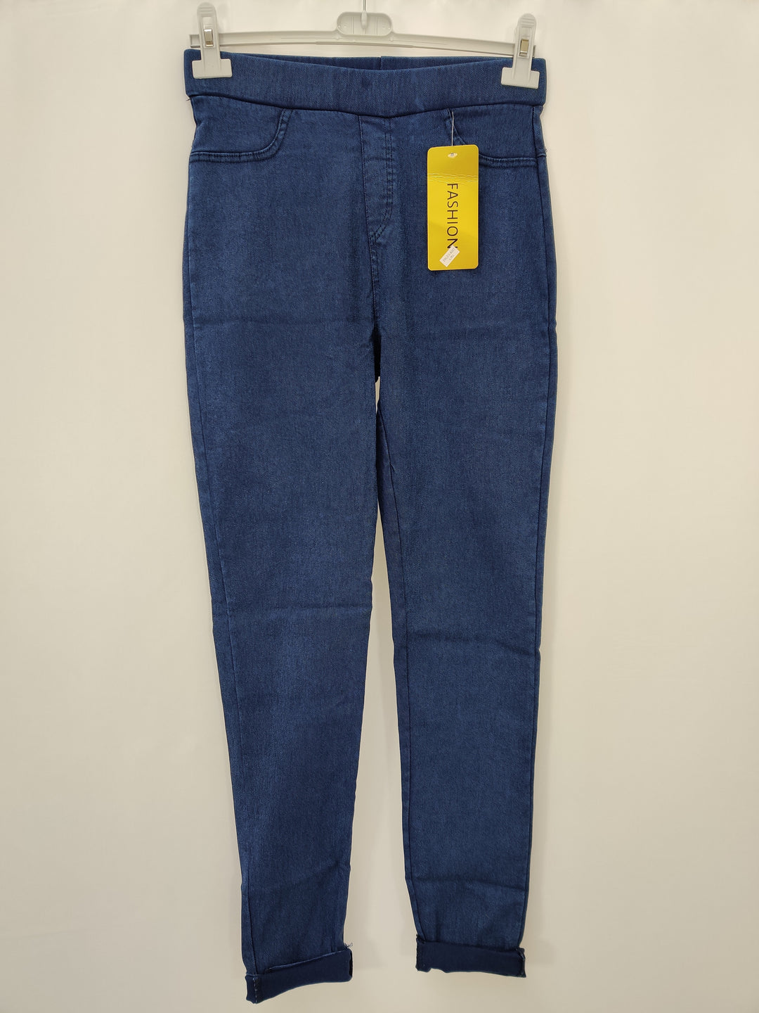 High Waisted Denim Jeggings - Blue