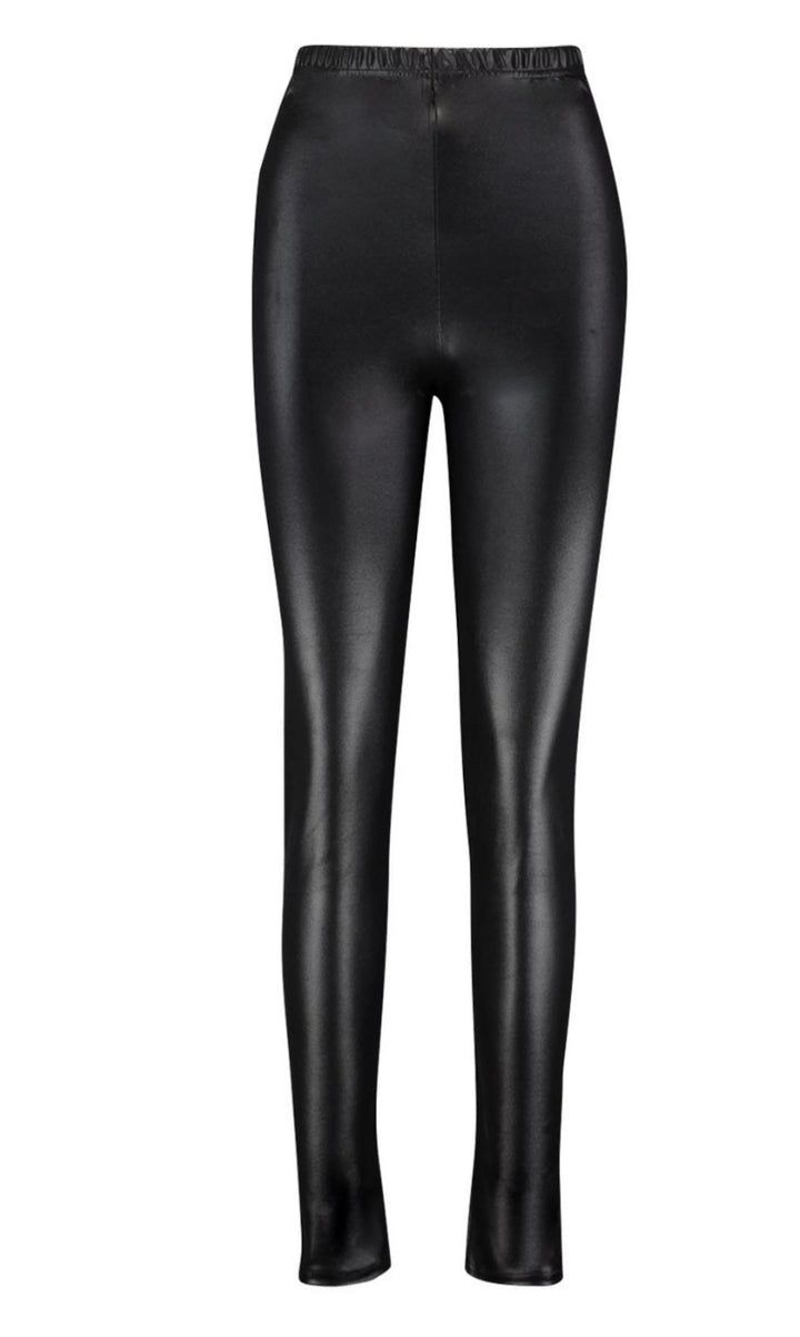 Leather Look Leggings - Black