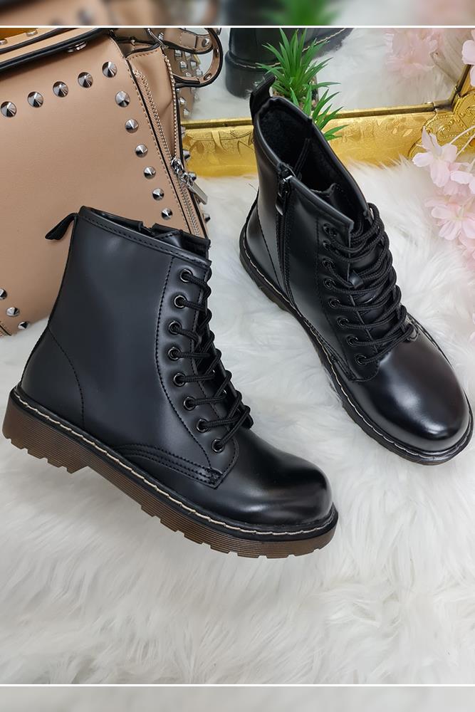 Marshall Zip & Lace Up Boots - Black